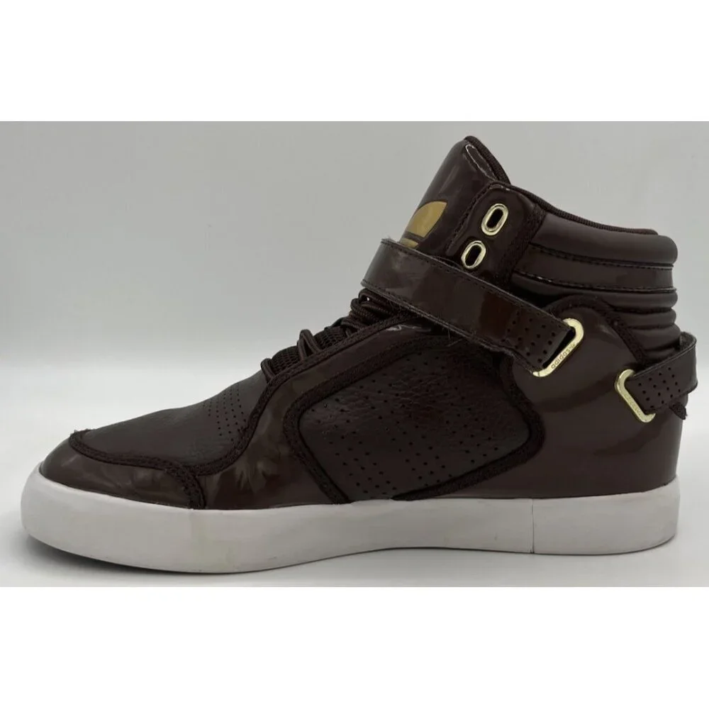 Adidas Adi-Rise Mid Men’s Size 8 Shoes Dark Brown Leather Gold Accents G20518 - Picture 5 of 12